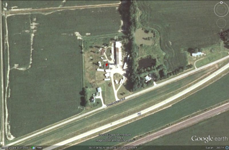 Google Earth image of former site located west of town on US-40