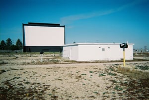 Projection building facing the screen.