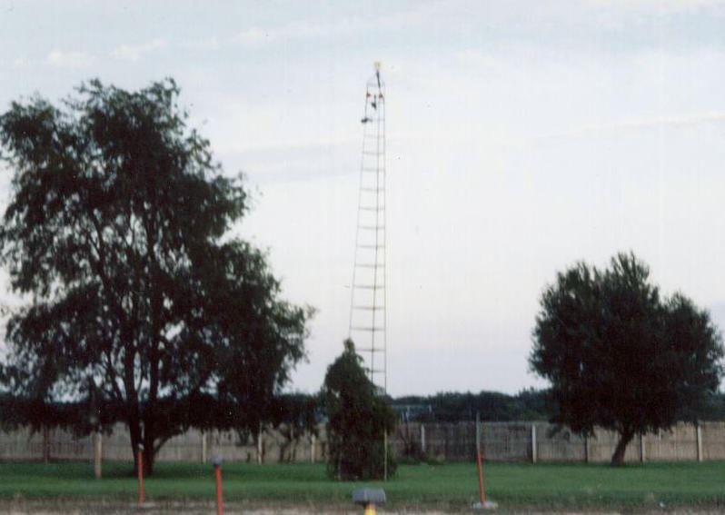 backlot old radio tower with the moonlights