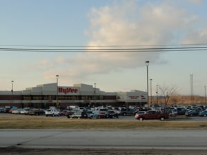 gone now-HyVee grocery store and parking lot