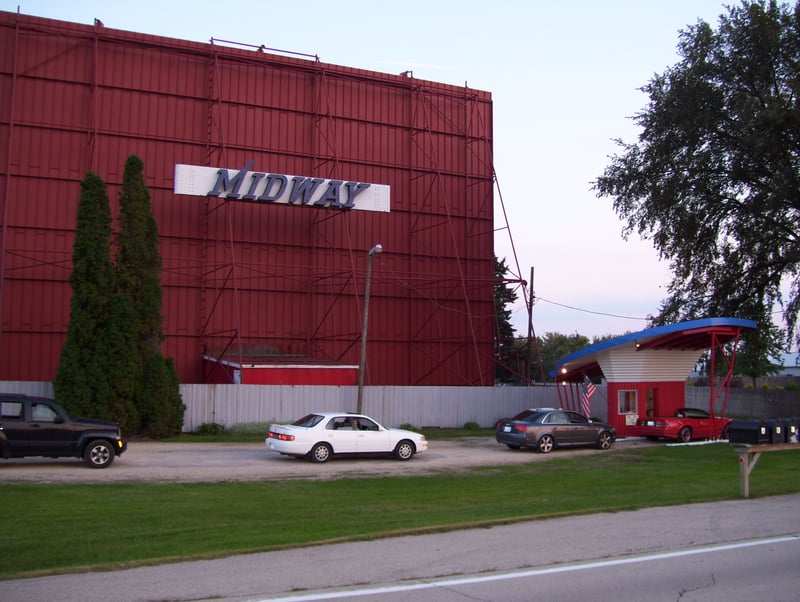 Midway Drive In Sterling Illinois Screen Tower and Box-Office restored during Phase Two of Midway Drive-In restoration.