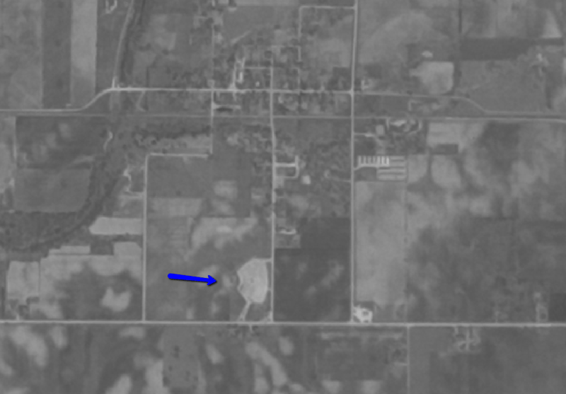 Aerial photo 1956 located on S Vine Street, north of US 36.