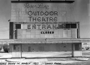 Marque and screen. Taken after the theater closed.