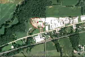 aerial outline of former site