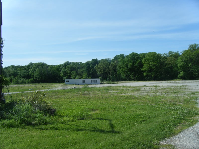 Concessionprojection building remains in an empty field