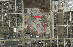 Google Earth image with former site outlined