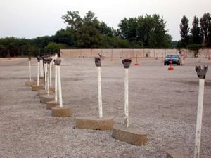 Row of speaker poles