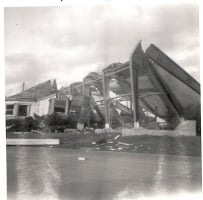 This is the screen at Starlite Drive-in after the tornado of April 1967 wreak hovac in the southwest suburbs of Chicago.