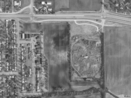 East of town on Rt 17, just past the I-57 interchange, site now a debris and brush area for the City of Kankakee