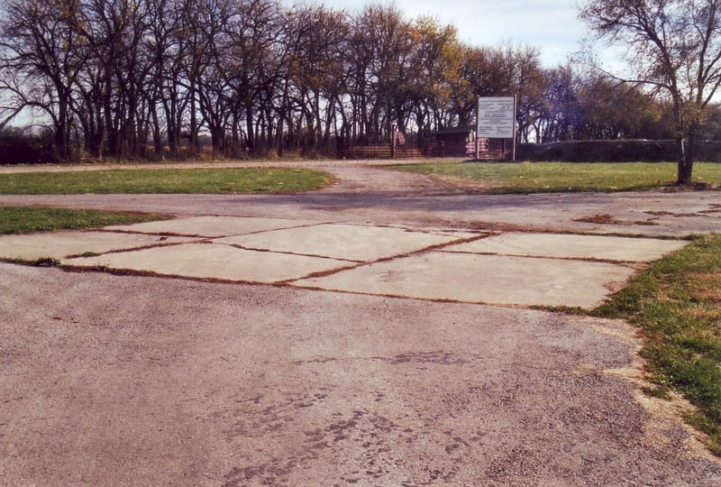 Concrete slab of former ticket booth