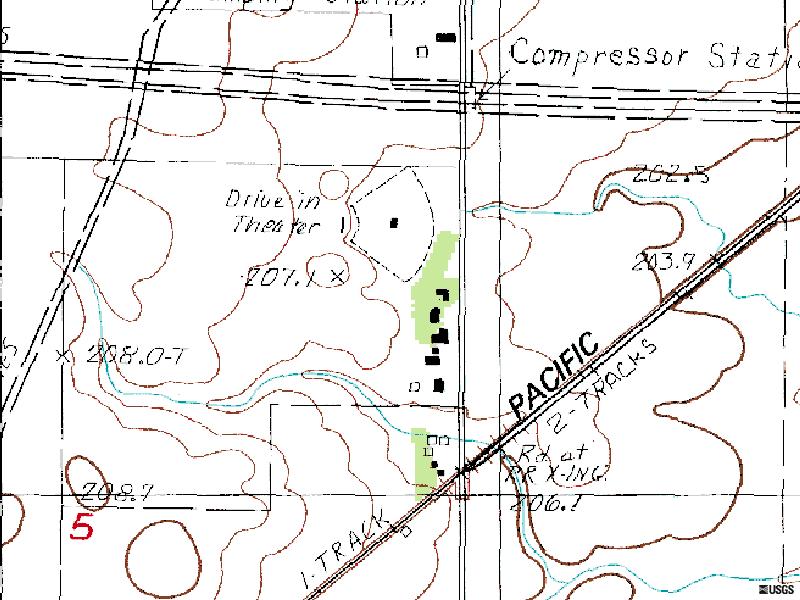 TerraServer map of former site-West of town on CR-800E south of US-36 and pipeline compressor station