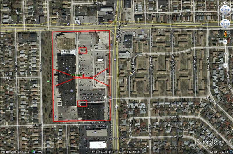 Google Earth Image of former site-now Market Place strip mall