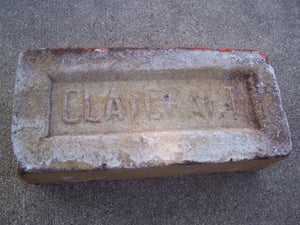 Bottom view of a brick from the Twin drive-in theatre ticket booth after demolition.
