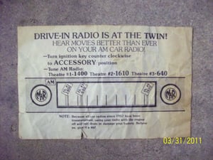 Hand out from the Twin Drive-in, Wheeling Il.