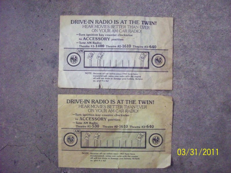 Hand outs from the Twin Drive In, Wheeling, Il.