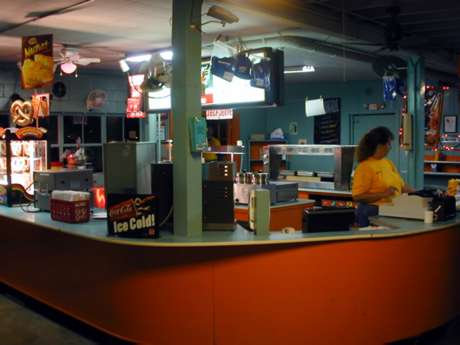 Inside the snack bar; lots of stuff for sale!