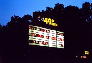 49ER MARQUEE AT NIGHT. VERY BRIGHT FROM THE ROAD, WON'T MISS IT.