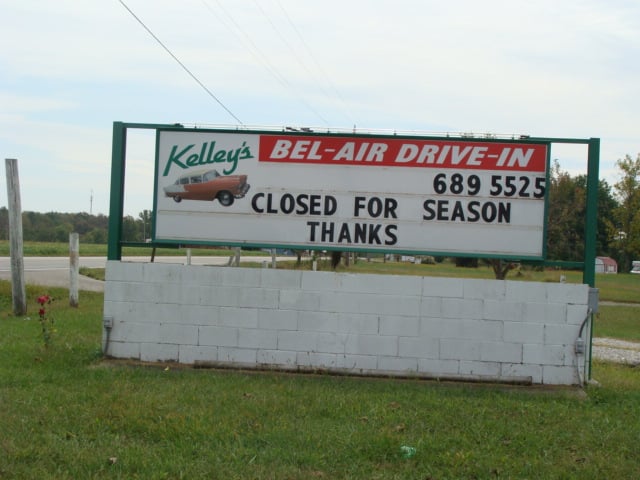 MARQUEE FOR THE BEL-AIR DRIVE-IN IN VERSAILLES, INDIANA. THIS DRIVE-IN IS OPEN FOR BUSINESS AND WILL BEGIN ITS 2010 SEASON IN APRIL.