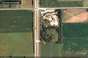 Google Earth image of former site with outline barely visible