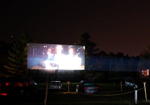 Showing the movie INGLOURIOUS BASTERDS on a chilly late Summer night.