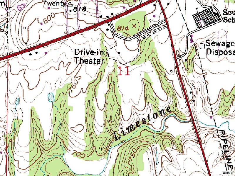 USGS map image showing former site location