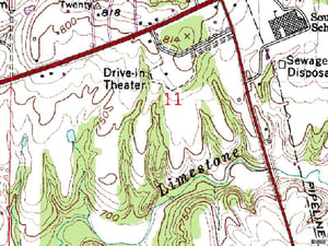 USGS map image showing former site location