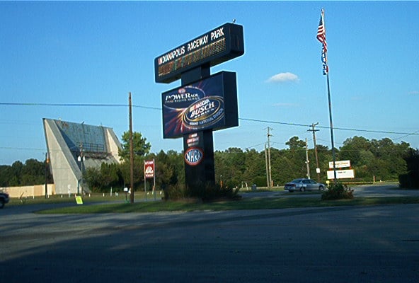 The Clermont Deluxe viewed from across the street in the entrance road to Indianapolis Raceway Park