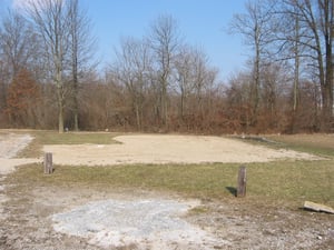 Some pavement related to the theater.  Entrance road to left.  This may have been concessions or restrooms.