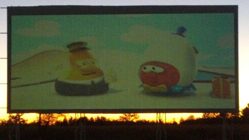 On Friday September 29, the church that bought the old Decatur Indiana Drive-In will be showing a film on hte old 78' wide screen. See the picture when we were setting up the projector and transmitter. They may become more regular on weekends.