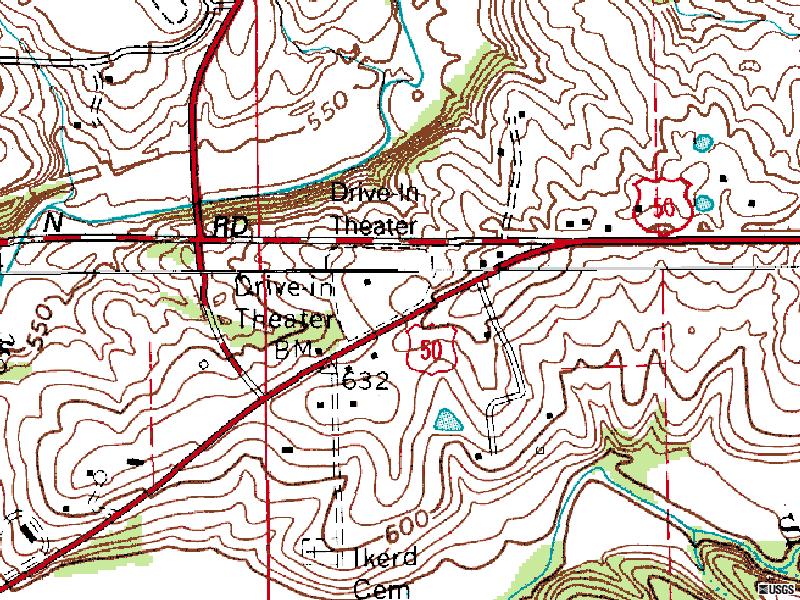 Terra Server map of former site-corner of US 50 and Boyd Ln.