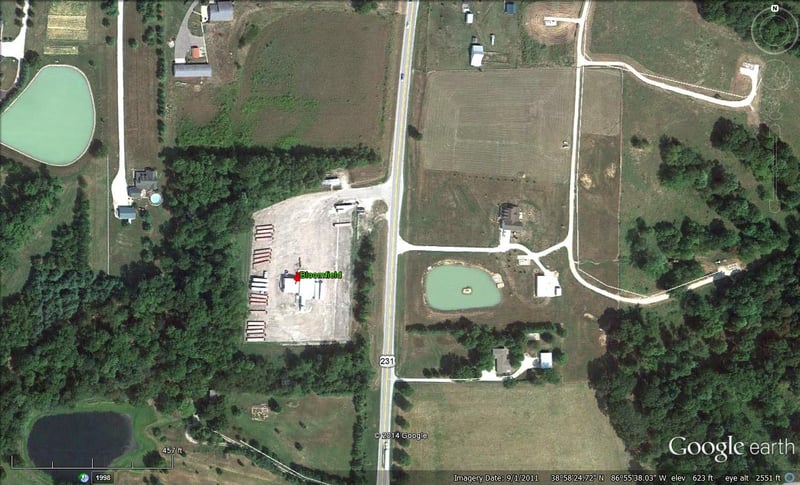 aerial view of former site located south of town on US-231