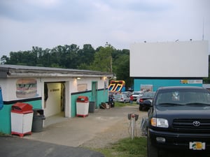 Restrooms and screen 1