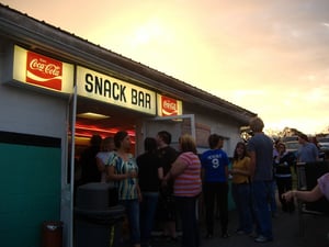 The sun sets behing the snack bar on opening night 2008