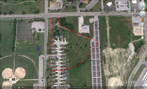 Google Earth image with outline of former site