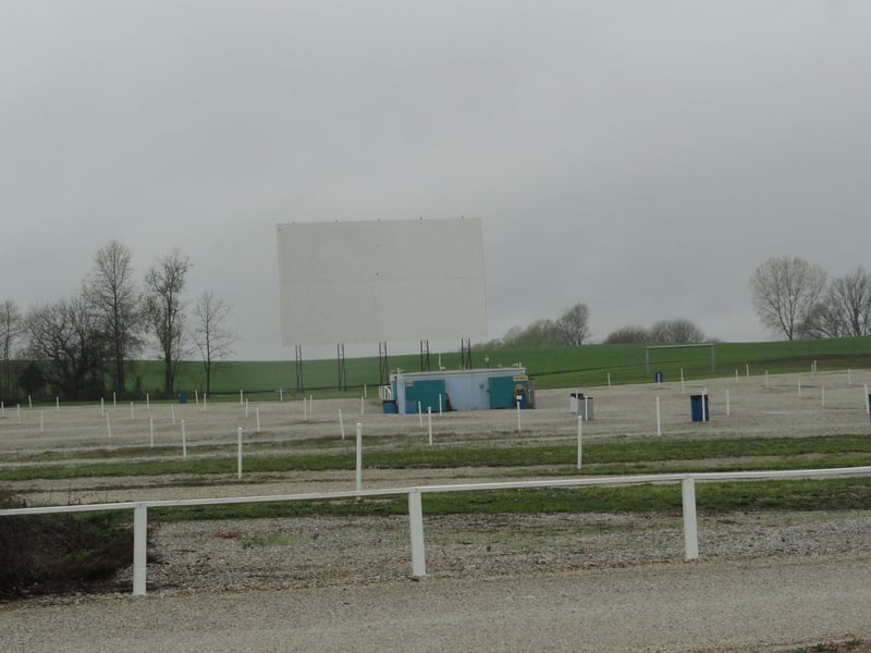 field and screen in the rain