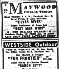 Here's an ad for the Westside. (And whatever happened to the Maywood?)