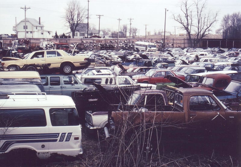 View of junkyard. Screen is to the right,
outside of the picture.
