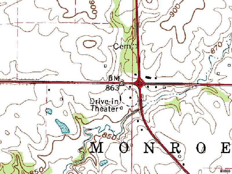TerraServer map of former site at corner of US-36 and US-231