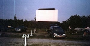 Lake Shore Drive-In, Monticello, Indiana, beginning to fill up before the show
