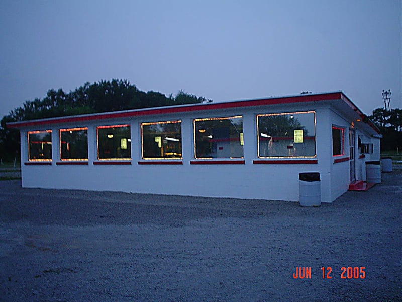 This is the concession building. The projection room for screen 2 is in the back of the building.