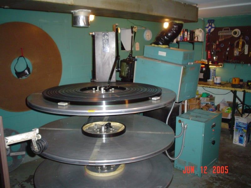 This is the screen 1 projection booth with both movies on one deck. "Shark Boy and Lava Girl in 3-D" was first. It was kind of hard to watch it in the rain. The clock says 8:30. Indiana was currently not on Daylight Savings Time.