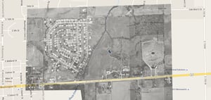 Georeferenced aerial photo with Google Maps to provide site location
