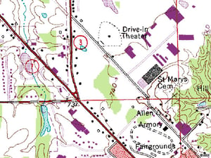 TerraServer map of former site at N 2nd St and Rogers Park Dr