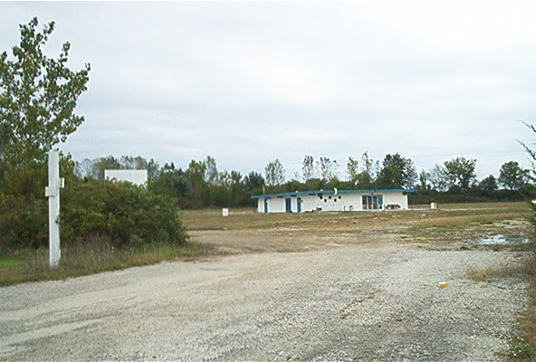 Exit driveway, snack bar, and rear screen