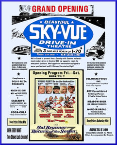 The ad announcing the grand opening of the Skyvue Drive-in Theater in 1967 (which closed around 2011 but will reopen in spring or summer of 2014)