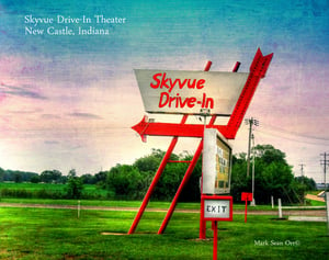 Skyvue Drive-In Theater marquee sign. New Castle, Henry County, Indiana by Mark Orr.