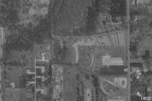 You can clearly see the remnants of the ramps in this aerial photo. There a small business located on the site as the theatre closed sometime in the early 80's.
