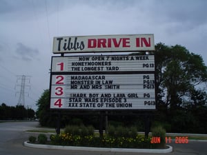 Here's the marquee with listings for the four different screens. I was on Screen 1.
