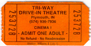 Tri-way Drive-In 2003 $6 Ticket