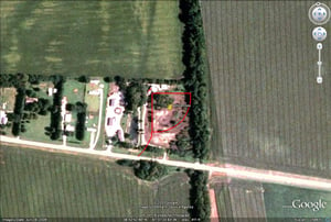 Google Earth image with outline of site-now a private residence